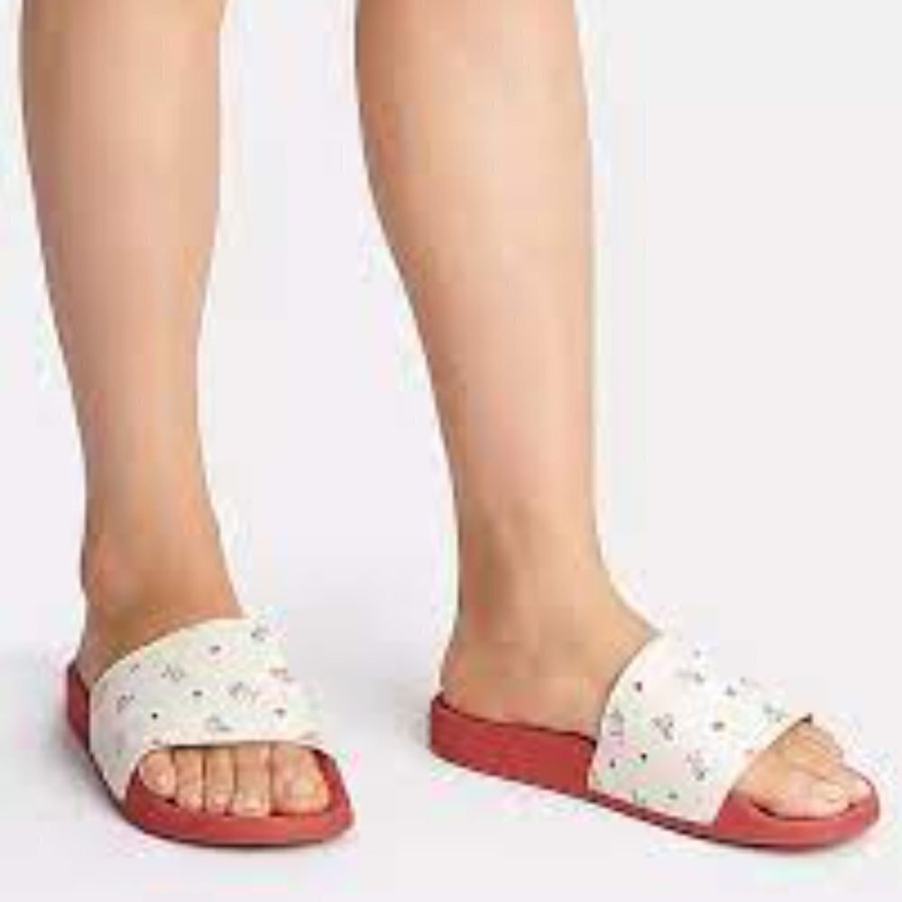 NWT Coach Chalk Pink Zulu Floral Women Slip On Slide Size 10